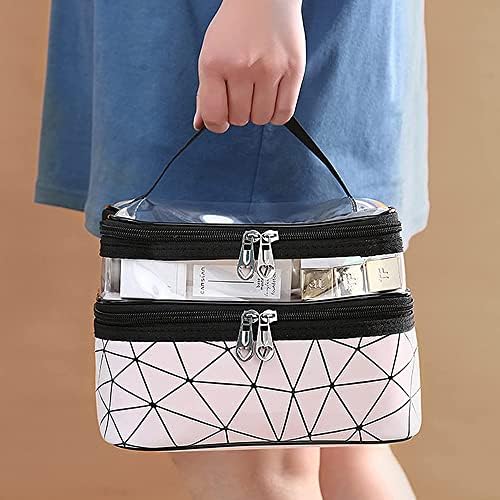 URbazaar Cosmetic bag, Double Layer Travel Makeup Bags For Women, Waterproof Portable Cosmetic Cases Make up Organizer for Makeup, Cosmetics Tools, Shampoo, Toiletries
