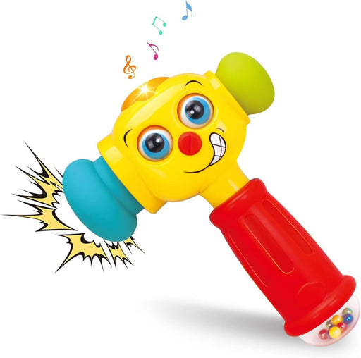 Hola Toy Hammer for Toddlers, Musical Learning Toy with Lights, Counting & Rattle Beads, 2 Modes (Music & Learning), Soft Rubber Hammer for Sensory Play, Educational Toy for Babies 12-36 months