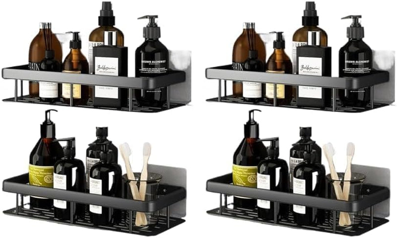 SKY-TOUCH Shower Caddy Shelf,Shower Shelf,Bathroom Shower Organizer Shelves,Rustproof Waterproof & Easy Mount,No Drilling - Self Adhesive for Bathroom Storage,30 13 4cm,Max 30lbs,4 pack - 30*14cm (Pack of 2) 2pcs aluminum storage rack