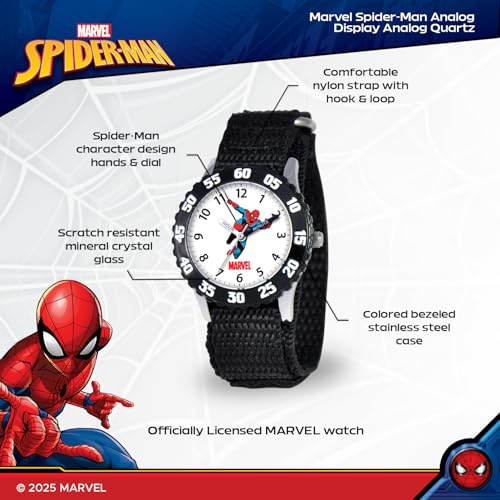 Marvel Spider-Man Kids' Stainless Steel Time Teacher Analog Quartz Watch