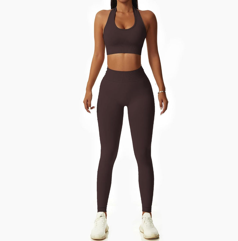 Vertvie Halterneck Sports Bra Backless Fitness Bustier Women's Padded Push Up Bra Without Underwire Sports Bra Top Yoga Bra Medium Support Workout