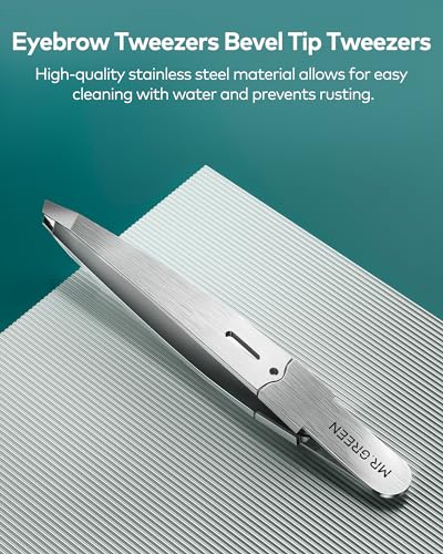 MR.Green Professional Precision Tweezers for Facial Hair and Eyebrows - Stainless Steel Slanted Hair Removal Tool for Women and Men
