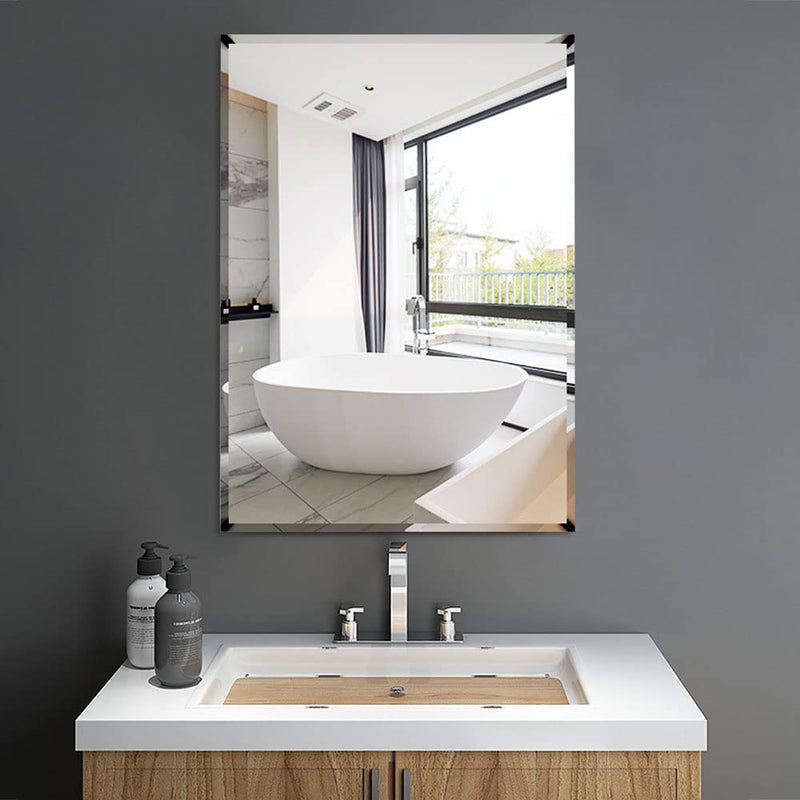MUMOO BEAR Bathroom Mirror Vanity Makeup Mirror Wall Mounted Frameless Rectangular Mirror for Bathroom Vanity Bedroom Dressing Table Vertical or Horizontal Hanging (70 * 90cm, Clear)