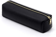 PU Pencil Pen Case Portable Stationery Bag Big Capacity Pencil Pouch Cosmetic Organizer Bag for Adult (Beige) - Black