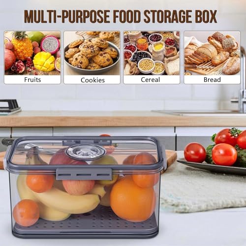 THE WHITE SHOP Bread Box Bread Boxes for Kitchen Counter Airtight, Time Recording Bread Storage Container with Lid, Bread Keeper for Homemade Bread, Toast, Bagel, Donut and Cookies (Color : GRAY)