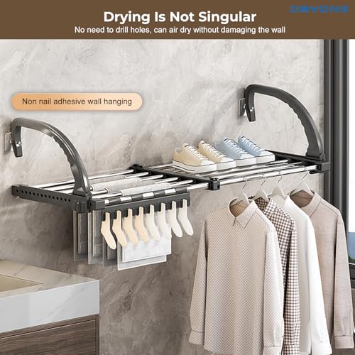 DAYONG Portable Clothes Drying Rack,Clothes Hanging for Balcony,Windowsill and Guardrail,Laundry Rack Door Hanger Rod for Indoor Outdoor for Towels, Lingerie, Hosiery,Shoes (Telescopic 51-90cm)
