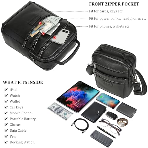 Polare Italian Full Grain Leather Messenger Bag Vintage Chest Shoulder Crossbody Bag Casual Sling Business Handbag for Men
