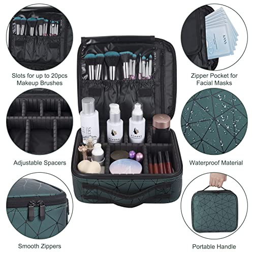 SYOSI Portable Travel Cosmetic Vanity Case, Makeup Organizer Box Storage for Makeup Brushes Tools with Removable Compartment
