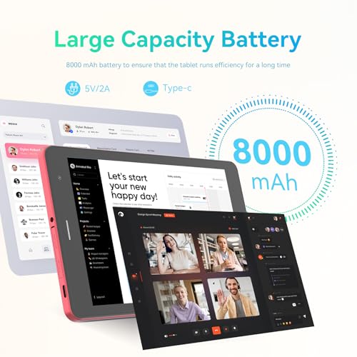 C idea 8 inch Tablet, Android 13.0 Tablet with SIM Card Slot Wifi/5G LTE 8GB RAM,512GB ROM Storage Dual 5MP Camera HD IPS Display, CM828 (Red)