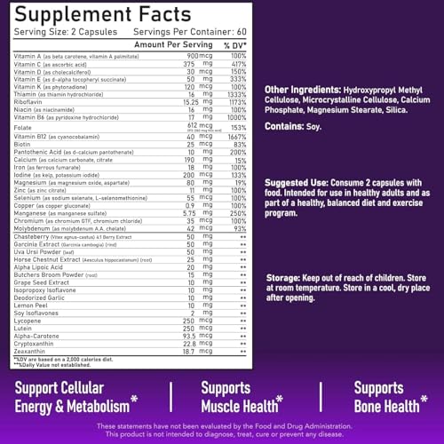NBL Natural Women's Multivitamin, 120 Capsules, Supports Energy, Muscle, Bone Health, Immune Support