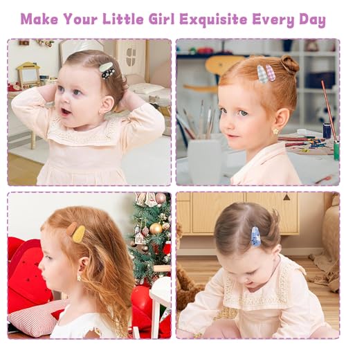 40 PCS Snap Hair Clips for Girls Flower Patterns Girl Hair Clips Floral Print Toddler Hair Clips Baby Hair Clips Cute Baby Girls Fine Hair Barrettes Hair Accessories for Infants Toddler Baby Girls