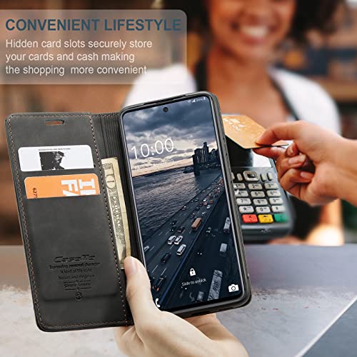 ELEPIK for Samsung Galaxy A23 Case with Card Holder, Kickstand [2 Card Holder + 1 Cash Slot] [for Women & Men] [Durable PU Leather] Magnetic Wallet Phone Cover for Galaxy A23, Elegant Black