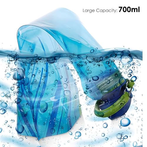 X spring Foldable Water Bottle, 3 Pack 700ml Leak Proof Silicone Collapsible Cup, Reuseable Expandable Foldable Sports Bottle, Collapsible Cups for Traveling Camping Hiking Kids Students