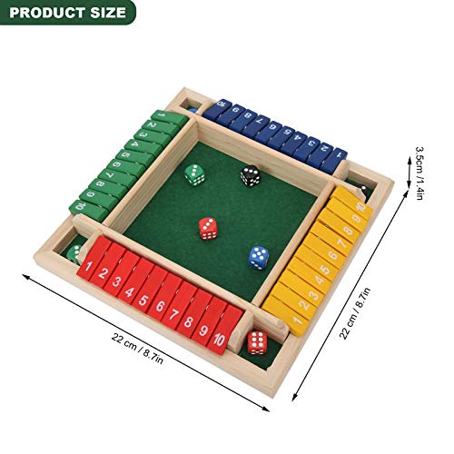 Shut the Box Game Wooden,Left Right Center Dice Game for Kids Adults,Family Classroom Home Party or Pub