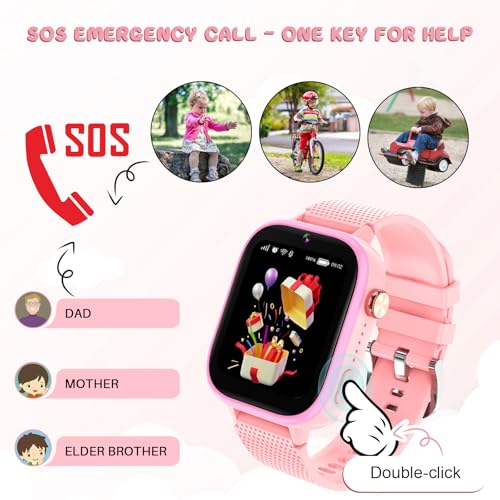 OKYUK 4G Smartwatch, Children's Watch with SIM Card, 47 Exciting Games, Two-Way Call Function, SOS Emergency Call Button, Ideal for Children from 3 to 12 Years, Alternative