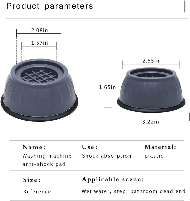 YOYOPIN Anti-Vibration pad for Washing machine-4-piece Set of stabilizer for Washing Machine-Noise Reduction Washing Machine Base-Universal Anti-Slip Design for Pulsator/Drum (Dark Gray)