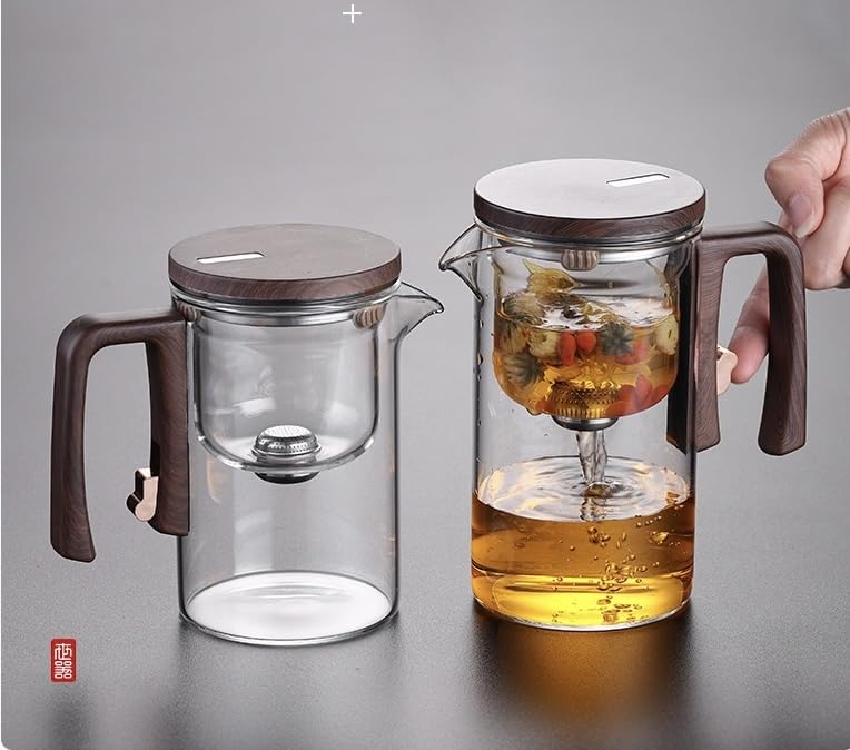SLEEPHEADÂ®Enchanti Tea Pot,Water Separation Glass Teapot,Filter Teapot with Dual Infusers,Enchantipot Magic Tea Pot,Glass Teapot with Strainer,Infuser,Automatic Magnetic Teapotï¼Œheat Resistant (520ml)