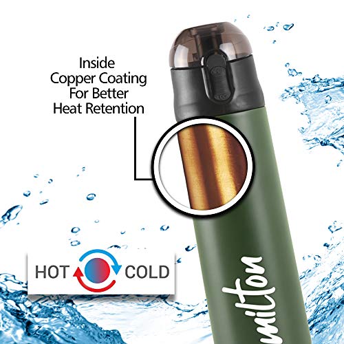 Milton New Crown 400 Thermosteel Hot or Cold Water Bottle, 350 ml, Green
