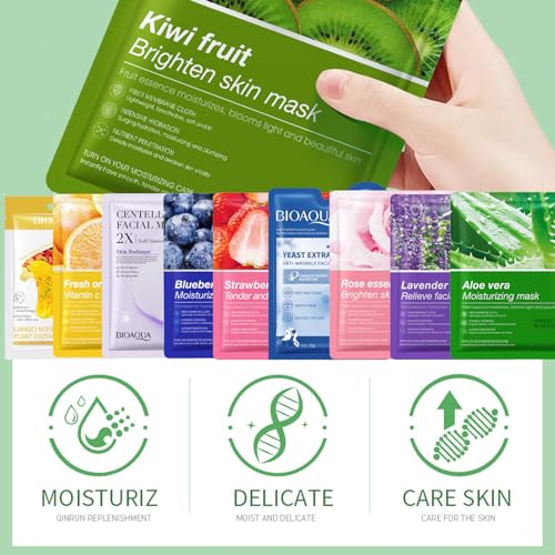 MMOOUP Collagen Essence Sheet Facial Masks, Pack of 8 Hydrating Facial Sheet Mask, Moisturizing Anti-Aging Facial Mask Packs for Daily Skin Care Spa
