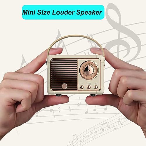[Upgrade] Retro Bluetooth Speaker, Mini Wireless Bluetooth Speaker, Cute Old Fashion Vintage Decor Style for Kitchen Desk Bedroom Office Party Outdoor (Antique White)