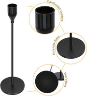 Tidelence Black Candle Holders Set of 3 for Taper Candles Decorative Candlestick Holders for Wedding, Dinning, Party Fits 3/4 inch Thick Candle&Led Candles (Black Brass Metal Candelabra)
