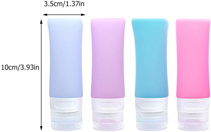 5pcs Silicone Travel Bottle Leak Proof Squeezable Refillable Empty Bottles Liquid Lotion Toiletry Shampoo Containers with Organizer Bag 60ML