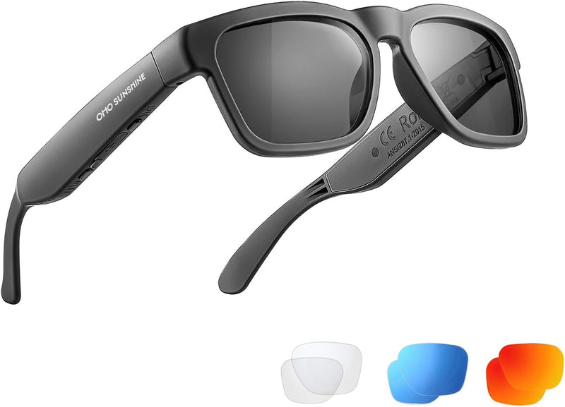 OhO sunshine Smart Glasses Unisex,Polarized Sunglasses with Bluetooth Speaker,Athletic/Outdoor UV Protection and Voice Control