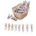 CHAYA 30Pcs Clothes Pegs with Plastic Basket, Multi-Purpose Resistant Laundry Clothes Pin Clips with Sturdy Springs for Outdoor Clothesline Food Bag(Random Color)