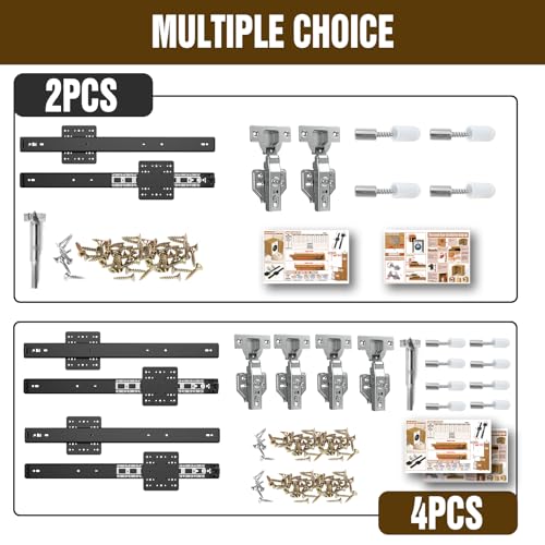 Suemisi Pocket and Pivot Door Slides, Pivot Hinges Hardware, Cabinet Kit Fit for Inset and Cabinet Door, Disappearing and Hidden The Slides and The Hinges (Black, 22 inch 4PCS)