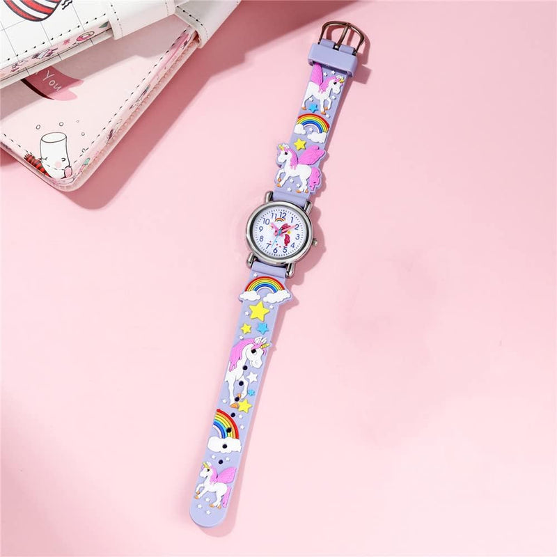 Kids Watches Girl Watches Ages 3-12 Sports Waterproof 3D Cute Cartoon Digital 7 Color Lights Wrist Watch for Kids