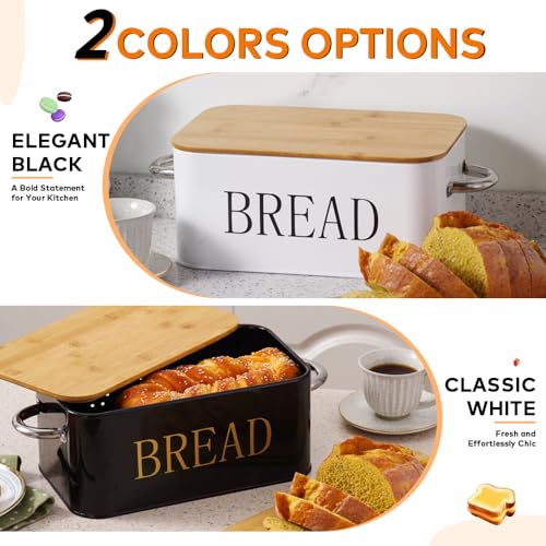 Bread Box with Wooden Lid � Stylish & Durable Bread Storage Container for Fresh Bread, Pastries, and Baked Goods � Keeps Breads Fresher for Longer by LuxeDesigns