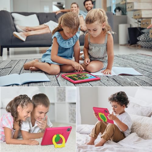 Pswarfd Kids Tablet 10.1 Inch Android 13 Quad-core 64 GB ROM 1280x800 IPS Touchscreen Parental Control Tablet PC with Shockproof Case (Pink)