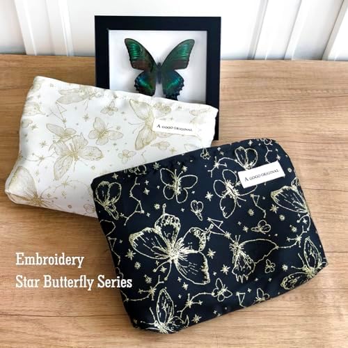 STARDW Flower Cosmetic Bags Makeup Bags for Women and Girls,Travel Makeup Bag Large Capacity Canvas Makeup Bag,Makeup Organizer Bag Zipper Pouch, Embossed pink, Large Capacity Aesthetic Makeup Bags