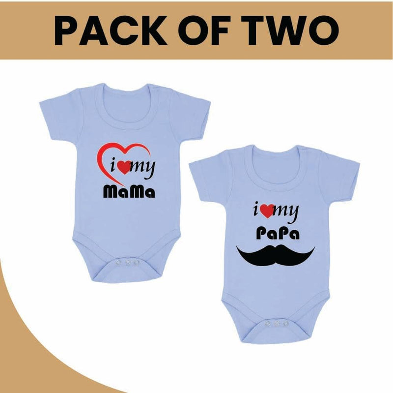 Pack of 2 Unisex Baby Romper with Mama and Papa Printed Design for Newborns,Infants, Toddlers Short Sleeve Jumpsuit Snap Closure for Easy Diaper Changes Ideal for Baby Shower