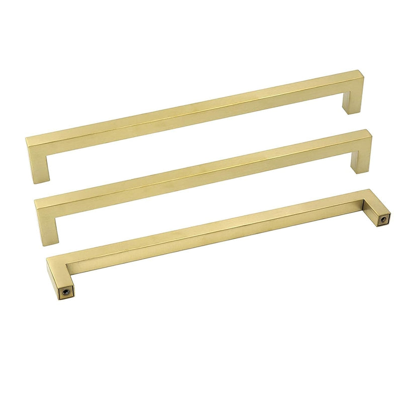 goldenwarm Gold Cabinet Hardware Drawer Pulls 10 Pack - LSJ12GD288 Modern Brushed Brass Cabinet Pulls Knobs Square Kitchen Bathroom Cabinet Door Handles 11-1/3" Hole Centers