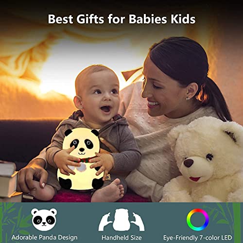 Desidiya Panda Touch Silicone Lamp - Multicolor Rechargeable Night Light for Kids, Birthday Gift for Girls and Boys - Close Eye