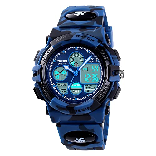 Morelian 1163 Watches Kids Outdoor Sports Children Watch Digital Quartz Wristwatch for Boys Girls Watches with PU Strap Band Alarm LED Luminous Waterproof Date Shock Resistance Wearable Accessories