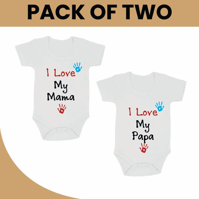 Pack of 2 Unisex Baby Romper with Mama and Papa Printed Design for Newborns,Infants, Toddlers Short Sleeve Jumpsuit Snap Closure for Easy Diaper Changes Ideal for Baby Shower