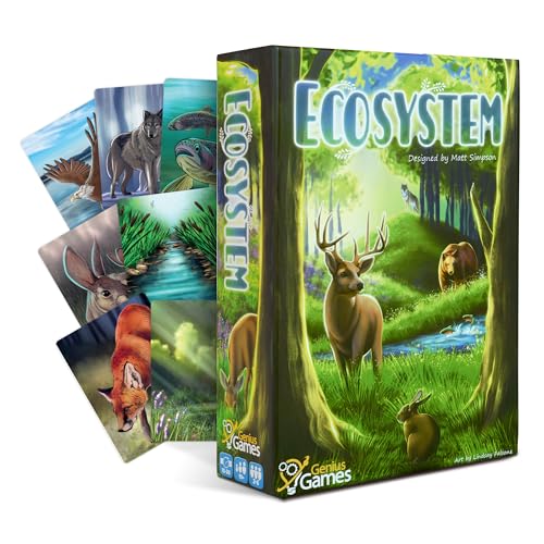 Genius Games Ecosystem - A Family Card Game About Animals, Their Habitats, And Biodiversity - Card Game For Kids 10+ And Adults - Family - Kids Board For Environmental Science Class - Fun Board