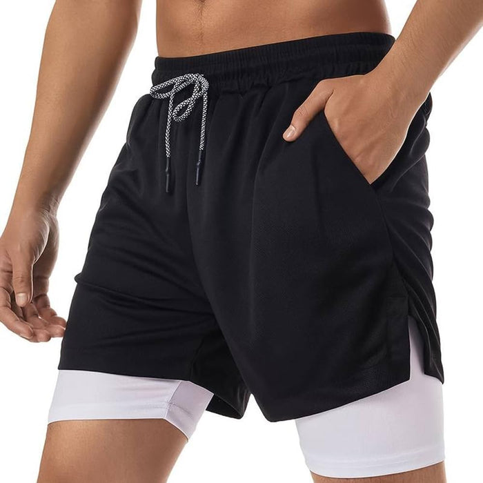 VITION Gym Shorts for Men, Men's Activewear Running Shorts,Drawstring Gym Shorts Men, 2 Layer Loose Athletic Shorts with 4 Pockets