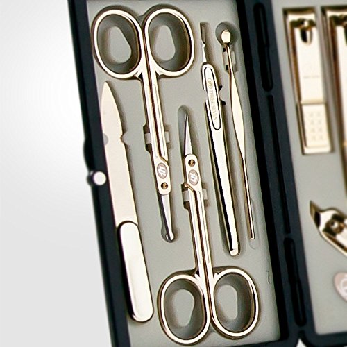 777 Three Seven (Gold) - World No. 1, . Travel Manicure Pedicure Grooming Kit Set, (Total 10 PC, Model: TS-2100G),Personal Nail care,Stainless steel, Made in Korea, Since 1975