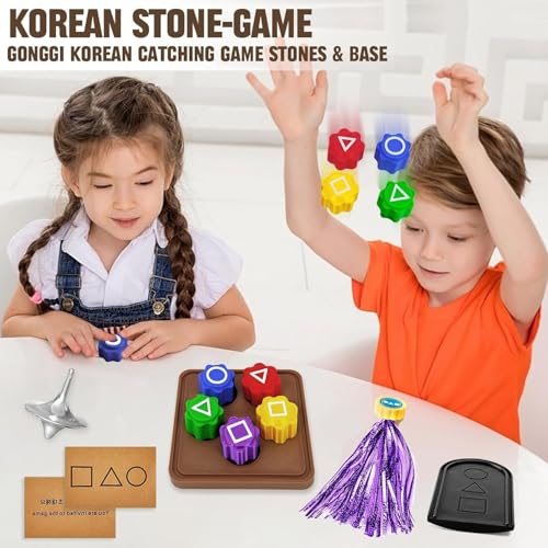 Korean Folk Game Set – Traditional Korean Play Games including Jebi Chagi, Gonggi, Biseokchigi, Paeng-i, and Ddakji. Perfect for Family Travel and Fun