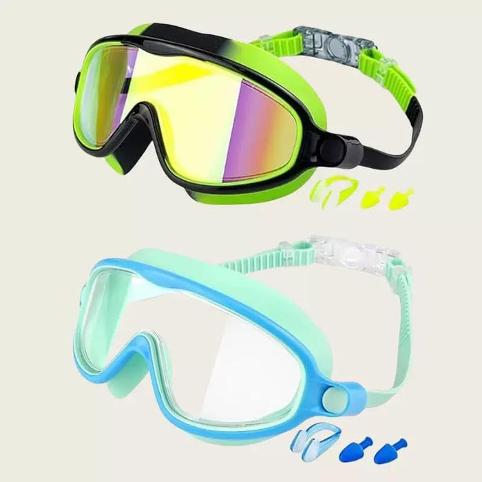 Kids Swim Goggles 2 Pack Anti-Fog Anti-UV Wide View Swimming Goggles Pool Goggles for Kids 3-15
