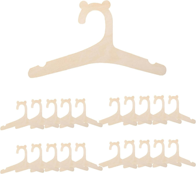 Wooden Kids Hangers, 23 cm, Bear Design, Set of 10, Baby Nursery Closet Hangers