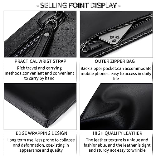 FSD.WG Mens Clutch Bag Handbag Leather Zipper Large Wallet Clutch Purse with Money