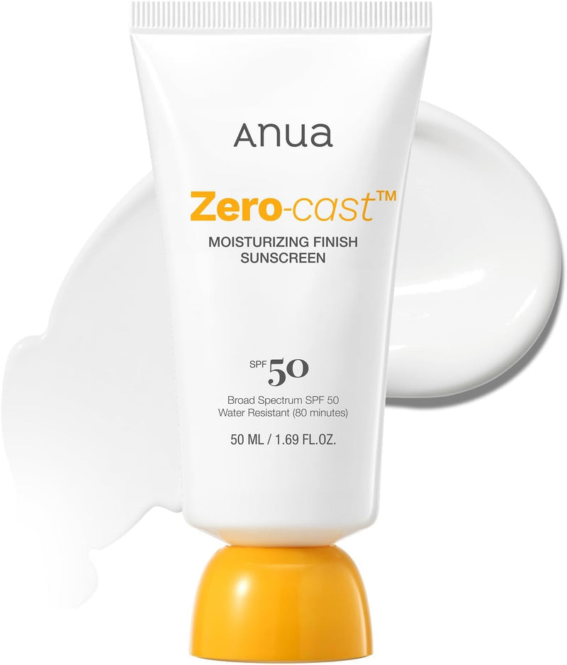 Zero-Cast Moisturizing Finish Sunscreen,SPF 50, Glow Natural Sunscreen,No White cast, Hyaluronic Acid, Niacinamide sun block for face,Oil-Free, Oxybenzone free, Travel Essential (50ml/1.69fl.oz)