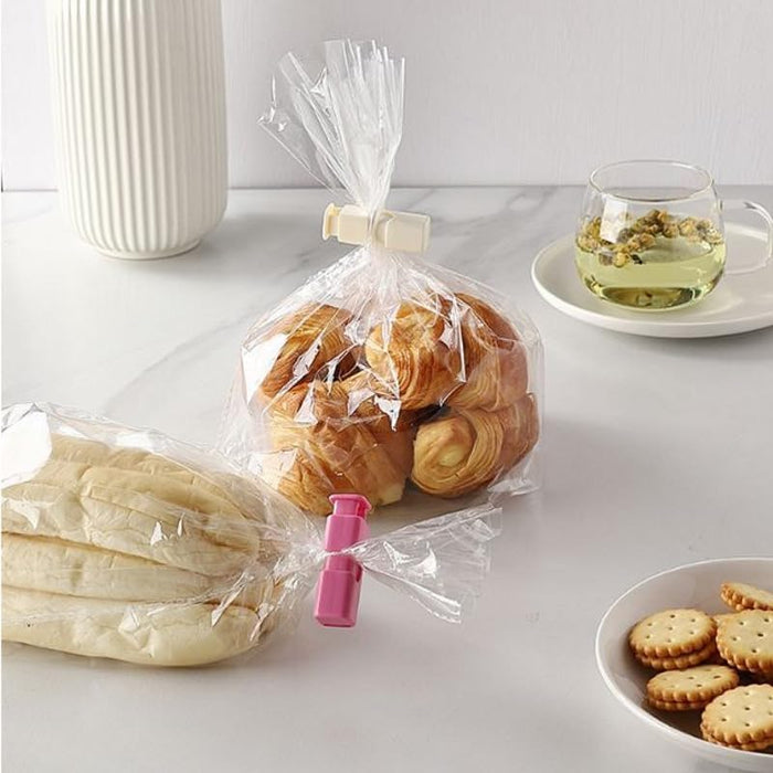 12 Pcs Squeeze and Lock Bread Bag Clips, Bread Clips Resuable, Bag Clips for Food Storage, Sturdy Bread Cilp, Heavy Plastic, Handy Bag Cinch, Easy to Use with Bread Bag Closures