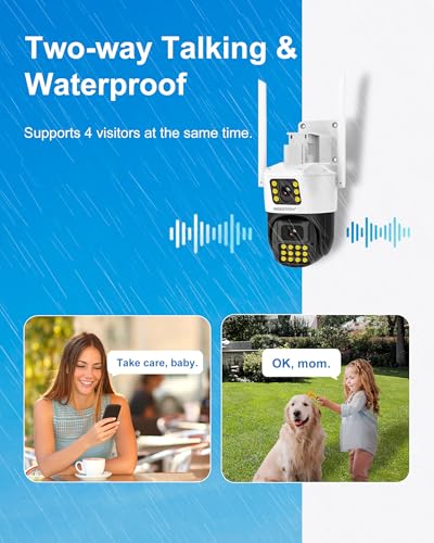 INSEETECH 4MP Dual Lens Security Camera Outdoor, Auto Zoom & Tracking, 98FT Night Vision, 24/7 Recording, IP66, Floodlight, 2-Way Audio, Human Detection & Siren, WiFi & Wired Outdoor PTZ Cam