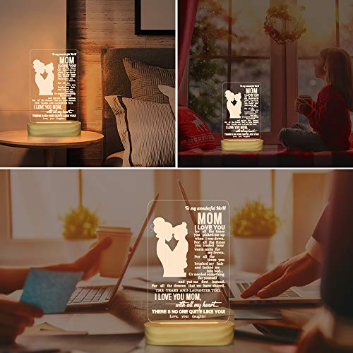 Mom Gifts from Daughter,3D Night Light I Love You Mommy LED Illusion Table Lamp for Women Mother's Day Birthday Present