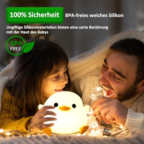 OkiyiD Duck Night Light, Cute Duck Gifts for Girl, Duck Lamp Gifts Dorm Decor Lamp for Nursery, ABS+SIL, Touch Control, Portable and Rechargeable Dimmable, Birthday Gifts for Boys Girls (DoDo Duck)